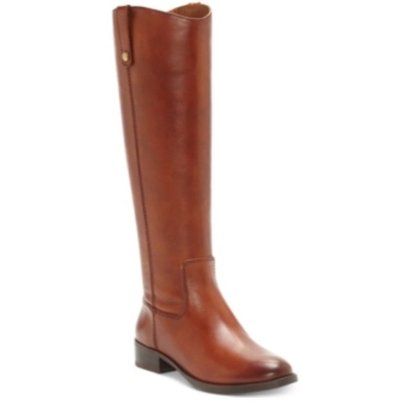 INC Women’s Fawne Round Toe Block Heel Leather Riding Boot Cognac 9.5 W WC NIB - Picture 1 of 6